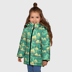 Куртка зимняя для девочки Камуфляж деревья двуцветный, цвет: 3D-светло-серый — фото 2