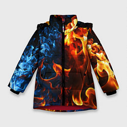 Куртка зимняя для девочки Битва огней - два пламени, цвет: 3D-красный