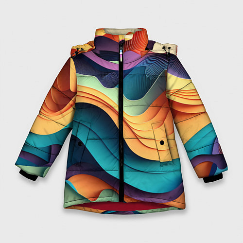 Зимняя куртка для девочки Цветной рельеф / 3D-Красный – фото 1