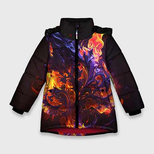 Зимняя куртка для девочки Текстура огня / 3D-Красный – фото 1