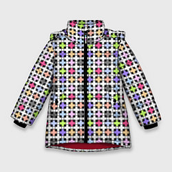 Куртка зимняя для девочки Разноцветный геометрический рисунок, цвет: 3D-красный