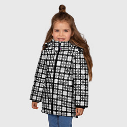Куртка зимняя для девочки Черно-белый геометрический мелкий узор, цвет: 3D-черный — фото 2
