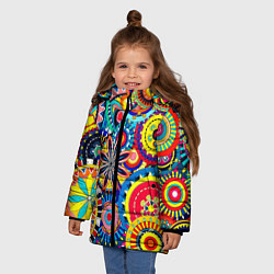Куртка зимняя для девочки Психоделика калейдоскоп, цвет: 3D-черный — фото 2