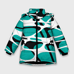 Куртка зимняя для девочки Абстрактный узор из сетчатых прожилок, цвет: 3D-черный