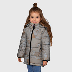 Куртка зимняя для девочки Геометрическое множество серых и бежевых треугольн, цвет: 3D-светло-серый — фото 2