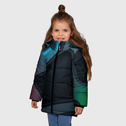 Куртка зимняя для девочки Абстракция металл, цвет: 3D-светло-серый — фото 2