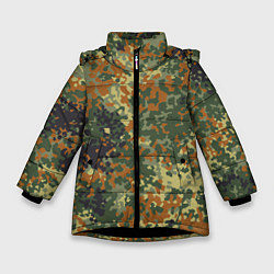Куртка зимняя для девочки Камуфляж Бундесвер, цвет: 3D-черный