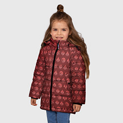 Куртка зимняя для девочки Паттерн элементали под пиро, цвет: 3D-черный — фото 2