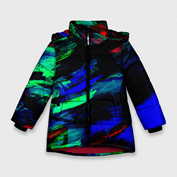 Куртка зимняя для девочки Мазки кистью, цвет: 3D-красный