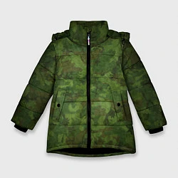 Куртка зимняя для девочки Камуфляж хаки, цвет: 3D-черный