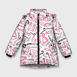 Куртка зимняя для девочки Сладкая жизнь в розовом цвете, цвет: 3D-светло-серый