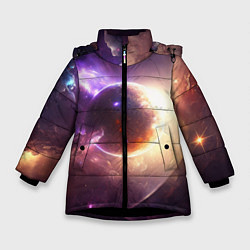 Куртка зимняя для девочки Планета Алари, цвет: 3D-черный