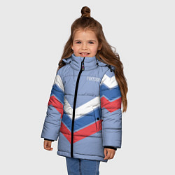 Куртка зимняя для девочки Триколор - три полоски на голубом, цвет: 3D-черный — фото 2