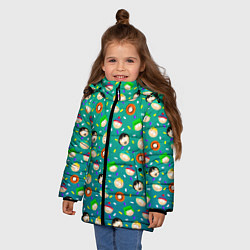 Куртка зимняя для девочки Южный Парк - паттерн персонажи, цвет: 3D-светло-серый — фото 2