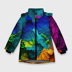 Куртка зимняя для девочки Взрыв красок, цвет: 3D-светло-серый