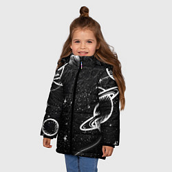Куртка зимняя для девочки Черно-белый Сатурн, цвет: 3D-красный — фото 2