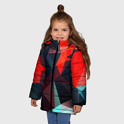 Куртка зимняя для девочки Абстрактное стекло осколки, цвет: 3D-черный — фото 2