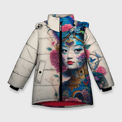 Зимняя куртка для девочки Japan girl - tattoo - art