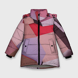 Куртка зимняя для девочки Розовое абстрактное множество кубов, цвет: 3D-светло-серый