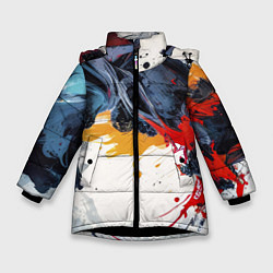 Куртка зимняя для девочки Разводы из красок, цвет: 3D-черный