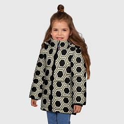 Куртка зимняя для девочки Шестиугольная сота, цвет: 3D-черный — фото 2