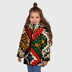 Куртка зимняя для девочки Русский узор крестиком, цвет: 3D-черный — фото 2