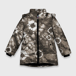 Куртка зимняя для девочки Коричневый тай-дай, цвет: 3D-черный