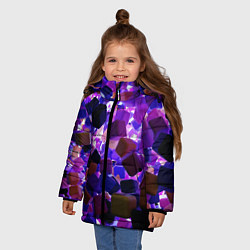Куртка зимняя для девочки Разноцветные воздушные кубики, цвет: 3D-черный — фото 2