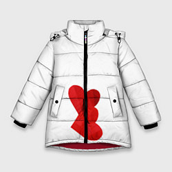Куртка зимняя для девочки Сердца валентинки, цвет: 3D-красный