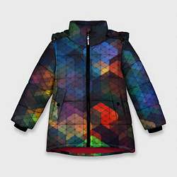 Куртка зимняя для девочки Стеклянная мозаика цветная, цвет: 3D-красный