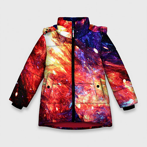 Зимняя куртка для девочки Космическое сияние ночь / 3D-Красный – фото 1