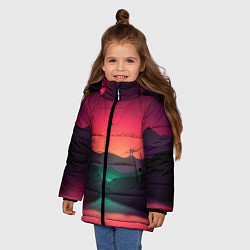 Куртка зимняя для девочки Неоновая природа, цвет: 3D-красный — фото 2