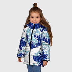 Куртка зимняя для девочки Японская графика - волна - паттерн, цвет: 3D-черный — фото 2