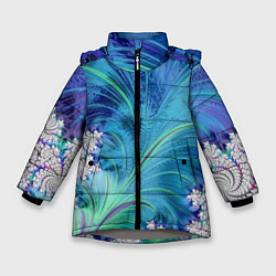 Куртка зимняя для девочки Авангардная фрактальная композиция, цвет: 3D-светло-серый