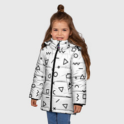 Куртка зимняя для девочки Разные геометрические фигуры, цвет: 3D-светло-серый — фото 2
