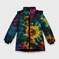Куртка зимняя для девочки Тай дай на темном фоне: арт нейросети, цвет: 3D-черный