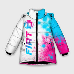 Куртка зимняя для девочки Fiat neon gradient style: по-вертикали, цвет: 3D-черный