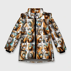 Куртка зимняя для девочки Орангутаны, цвет: 3D-светло-серый