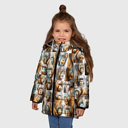 Куртка зимняя для девочки Орангутаны, цвет: 3D-светло-серый — фото 2