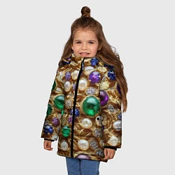 Куртка зимняя для девочки Россыпь драгоценностей, цвет: 3D-черный — фото 2