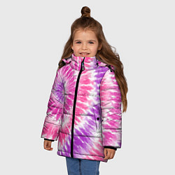 Куртка зимняя для девочки Тай-дай розовый с фиолетовым, цвет: 3D-черный — фото 2