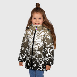 Куртка зимняя для девочки Череп с узорами, цвет: 3D-черный — фото 2