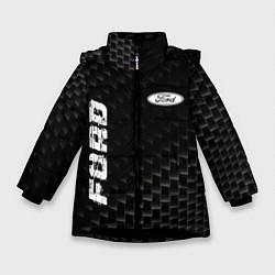 Куртка зимняя для девочки Ford карбоновый фон, цвет: 3D-черный