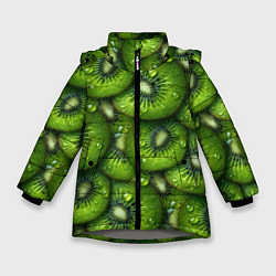 Куртка зимняя для девочки Сочная текстура из киви, цвет: 3D-светло-серый