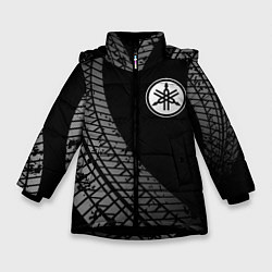 Куртка зимняя для девочки Yamaha tire tracks, цвет: 3D-черный