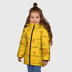 Куртка зимняя для девочки Сырная текстура, цвет: 3D-черный — фото 2