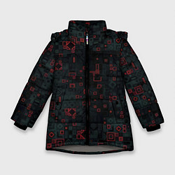 Куртка зимняя для девочки Квадратные пазлы, цвет: 3D-светло-серый