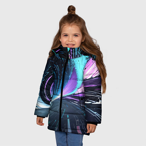 Зимняя куртка для девочки Путь к вечности / 3D-Светло-серый – фото 3