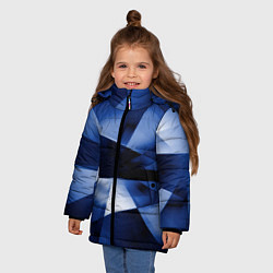 Куртка зимняя для девочки Синие лучи и отражения в абстракции, цвет: 3D-красный — фото 2