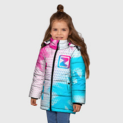 Куртка зимняя для девочки Zotye neon gradient style: надпись, символ, цвет: 3D-черный — фото 2